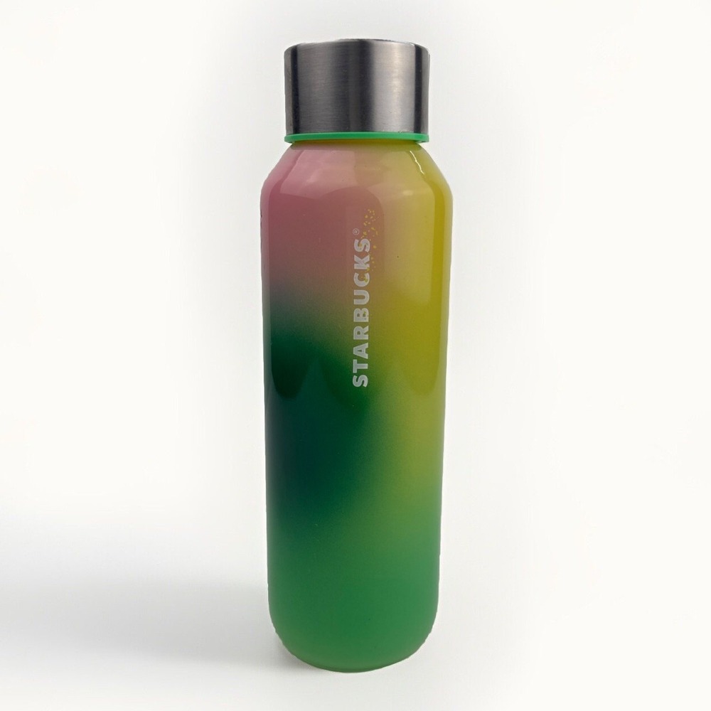 Starbucks Spring 2023 Pink Green Yellow Multicolor Glass 20 oz Water Bottle